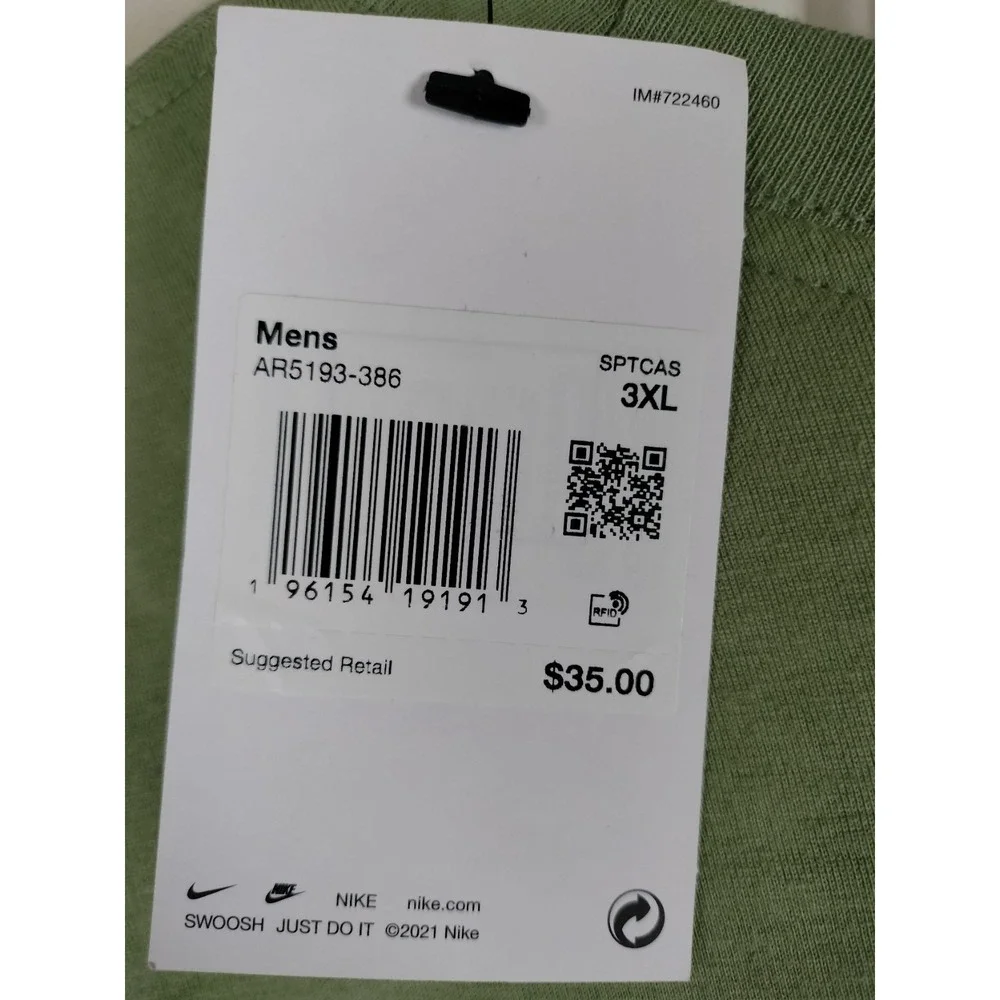 NWT Nike Sportswear Club Men's Long Sleeve T-Shirt 3XL Oil‎ Green AR5193-386